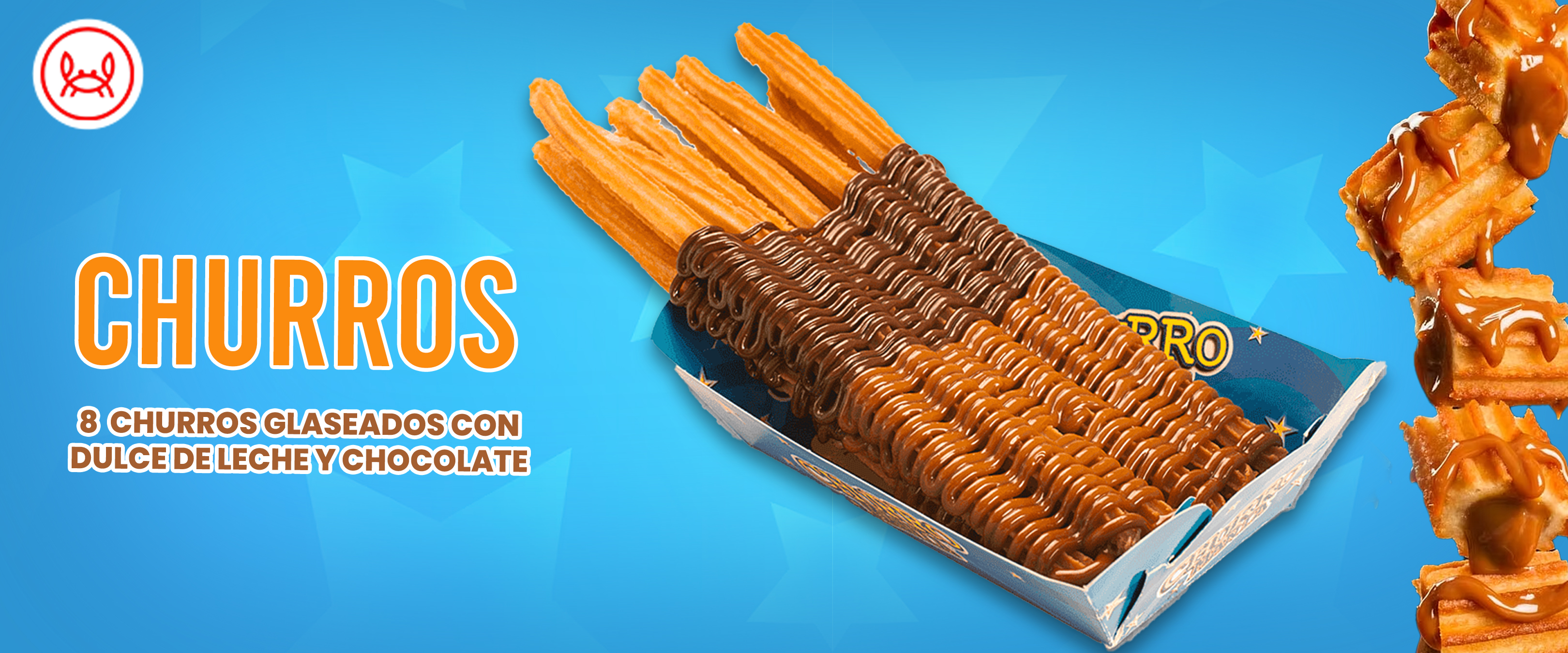CHURROS  se tardan 15 minutos, en horario ,de 1 a 6 pm . 8 churros con arequipe y chocolate